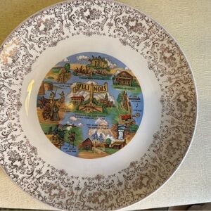 Vintage Brown Illinois Collectible Decorative Plate